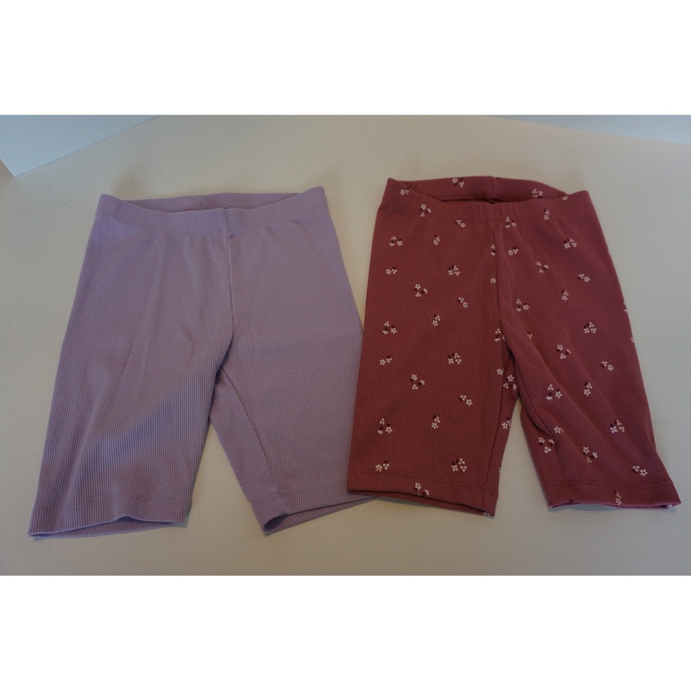 Cat & Jack Girls Ribbed Biker Shorts Set Size M 8 Purple Pink Floral 2 Pack